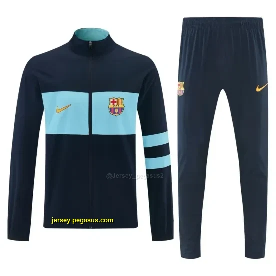 2026 Barcelona Navy Blue Full Zipper Jacket Tracksuit + Long Pants
