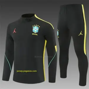 2026 Brazil Black & Yellow Half Zipper Jacket Tracksuit + Long Pants