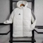 White mid-length glossy cotton coat