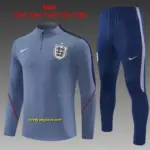2026 England Grey Half Zipper Jacket Tracksuit + Navy Blue Long Pants (Nike)