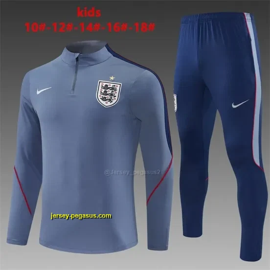 2026 England Grey Half Zipper Jacket Tracksuit + Navy Blue Long Pants (Nike)