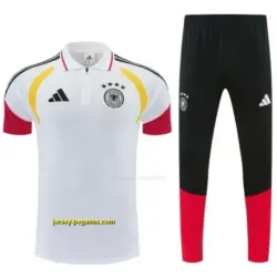 2026 German White & Black Half-Zip Polo Short Sleeve Tracksuit + Long Pants