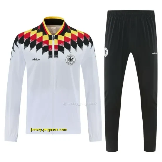 2026 Germany White Full Zipper Jacket Tracksuit + Black Long Pants