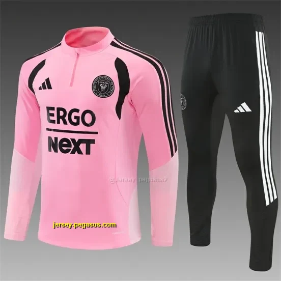 2026 Inter Miami CF Pink Half Zipper Jacket Tracksuit + Black Long Pants