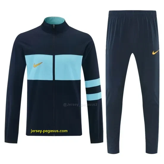 2026 Nike Navy Blue & Light Blue Full Zipper Jacket Tracksuit + Long Pants