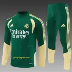 2026 Real Madrid Green & Cream Half Zipper Jacket Tracksuit + Long Pants