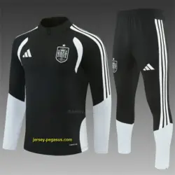 2026 Spain Black & White Half Zipper Jacket Tracksuit + Long Pants