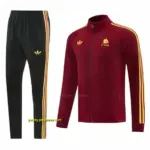 2026-27 AS Roma Burgundy & Gold Full Zipper Jacket Tracksuit +Black Long Pants