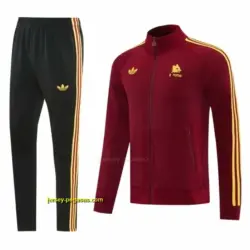 2026-27 AS Roma Burgundy & Gold Full Zipper Jacket Tracksuit +Black Long Pants