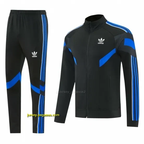 2026-27 Adidas Originals Black & Royal Blue Full Zipper Jacket Tracksuit + Long