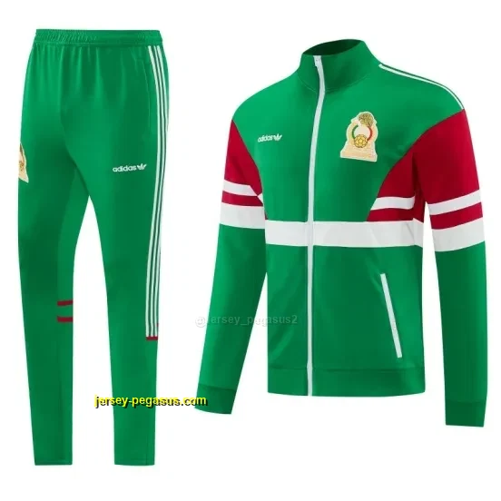 2026-27 Mexico Green & Red Retro Full Zipper Jacket Tracksuit + Long Pants (Adid