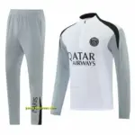 2026-27 Paris Saint-Germain White Half Zipper Jacket Tracksuit + Light Grey Long