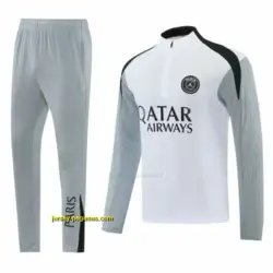 2026-27 Paris Saint-Germain White Half Zipper Jacket Tracksuit + Light Grey Long