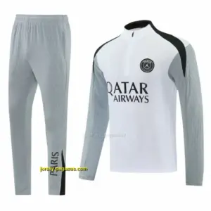 2026-27 Paris Saint-Germain White Half Zipper Jacket Tracksuit + Light Grey Long