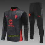 AC Milan Black Camouflage Half Zipper Jacket+Long Pants
