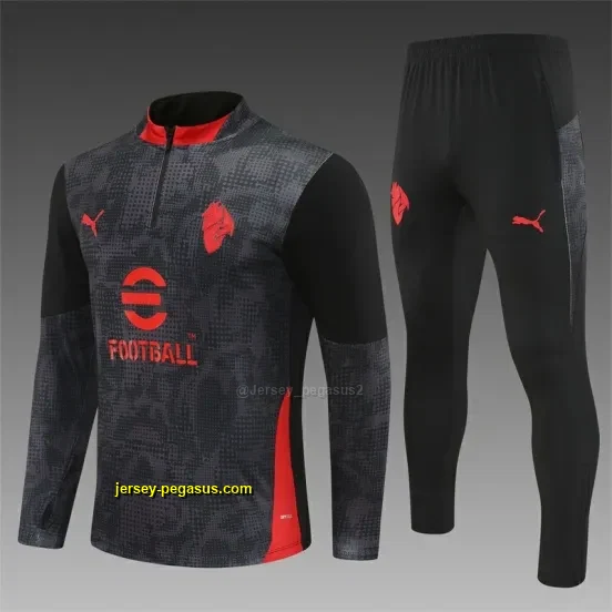 AC Milan Black Camouflage Half Zipper Jacket+Long Pants