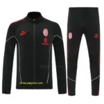 AC Milan Black Full Zipper Jacket Tracksuit + Long Pants