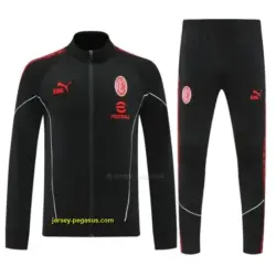 AC Milan Black Full Zipper Jacket Tracksuit + Long Pants