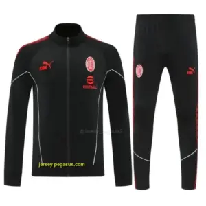 AC Milan Black Full Zipper Jacket Tracksuit + Long Pants