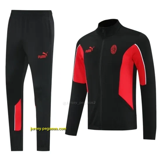 AC Milan BlackRed Full Zipper Jacket +Long Pants