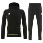 Adidas Black Full Zipper Hooded Jacket Tracksuit + Long Pants