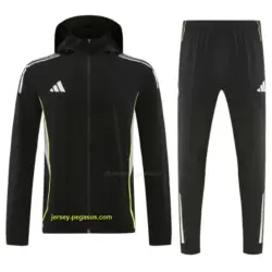 Adidas Black Full Zipper Hooded Jacket Tracksuit + Long Pants