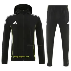 Adidas Black Full Zipper Hooded Jacket Tracksuit + Long Pants