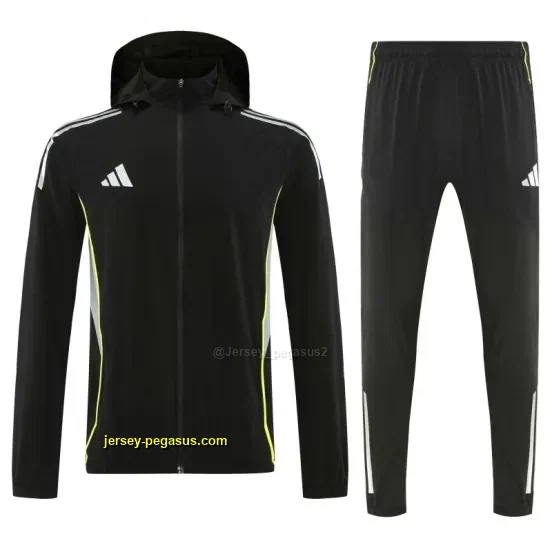 Adidas Black Full Zipper Hooded Jacket Tracksuit + Long Pants