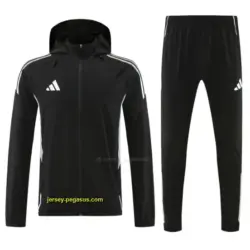 Adidas Black With White logo Full Zipper Hooded Jacket Tracksuit + Long Pants