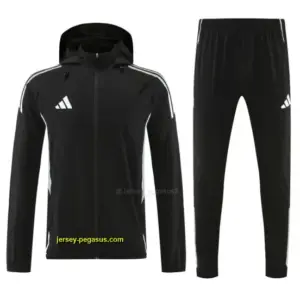 Adidas Black With White logo Full Zipper Hooded Jacket Tracksuit + Long Pants