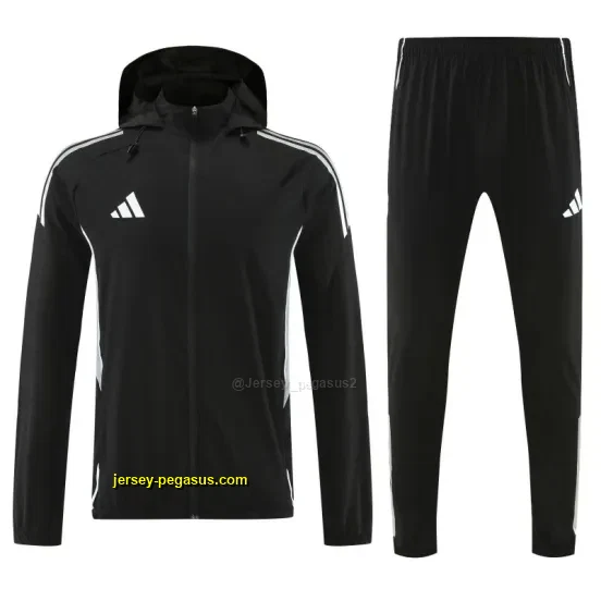 Adidas Black With White logo Full Zipper Hooded Jacket Tracksuit + Long Pants