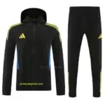 Adidas Black With Yellow logo Full Zipper Hooded Jacket Tracksuit + Long Pants