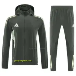 Adidas Dark Olive Green Full Zipper Hooded Jacket Tracksuit + Long Pants