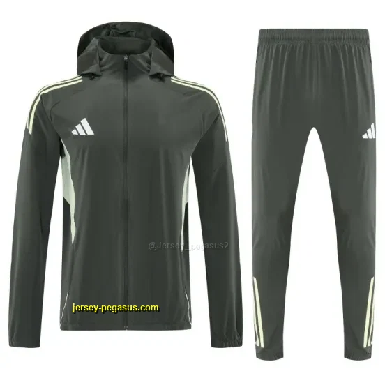 Adidas Dark Olive Green Full Zipper Hooded Jacket Tracksuit + Long Pants