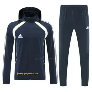 Adidas Navy Blue Full Zipper Hooded Jacket Tracksuit + Long Pants