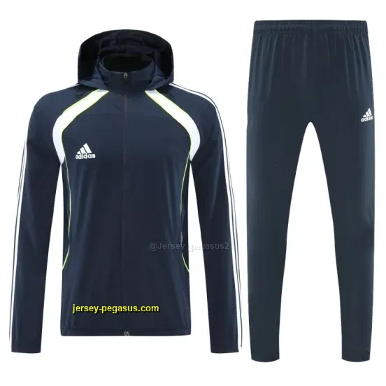 Adidas Navy Blue Full Zipper Hooded Jacket Tracksuit + Long Pants