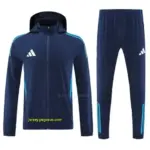 Adidas Navy Blue With White logo Full Zipper Hooded Jacket Tracksuit + Long Pant
