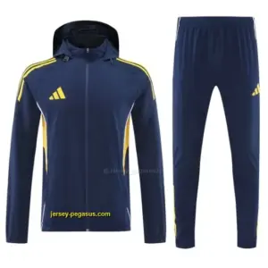 Adidas Navy Blue With Yellow logo Full Zipper Hooded Jacket Tracksuit + Long Pan