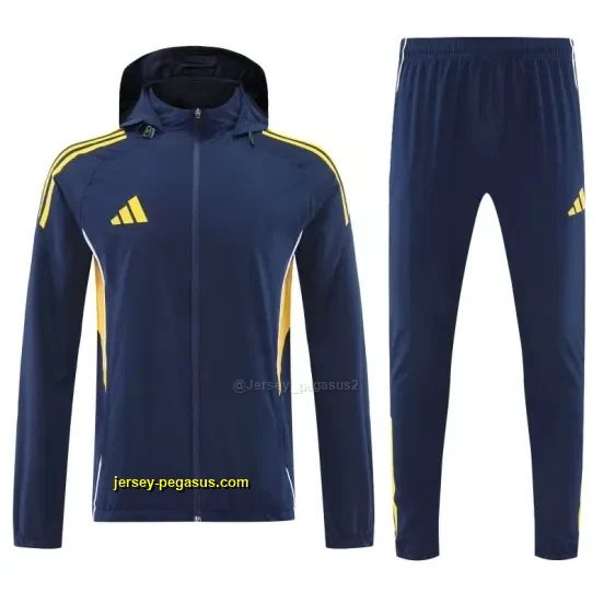 Adidas Navy Blue With Yellow logo Full Zipper Hooded Jacket Tracksuit + Long Pan