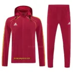 Adidas Red Full Zipper Hooded Jacket Tracksuit + Long Pants