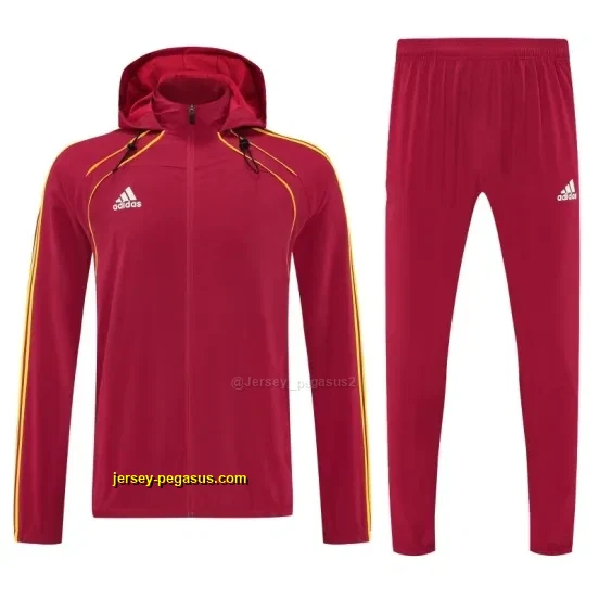 Adidas Red Full Zipper Hooded Jacket Tracksuit + Long Pants