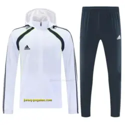 Adidas White Full Zipper Hooded Jacket Tracksuit + Long Pants