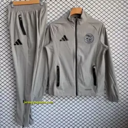 Algeria National Team Grey with Black Full zipper Jacket Tracksuit+ long pants
