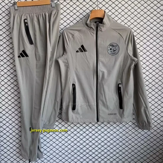 Algeria National Team Grey with Black Full zipper Jacket Tracksuit+ long pants