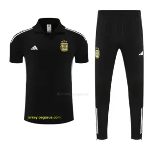 Argentina Black Polo Training Shirt + Long Pants Tracksuit