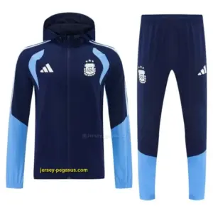 Argentina Navy Blue Full Zipper Hooded Jacket Tracksuit + Long Pants