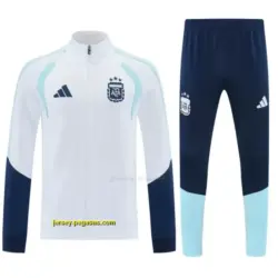 Argentina White & Navy Blue Zipper Jacket Tracksuit + Long Pants