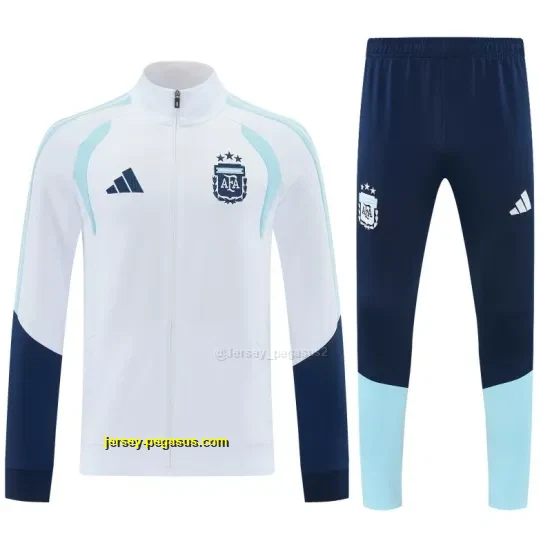 Argentina White & Navy Blue Zipper Jacket Tracksuit + Long Pants