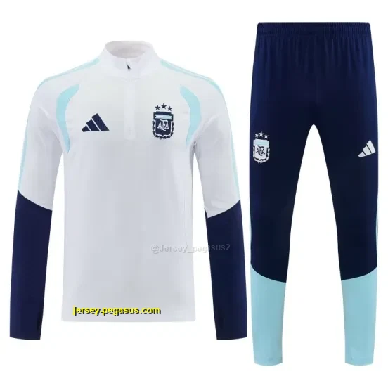 Argentina White Half Zipper Jacket Tracksuit + Long Pants
