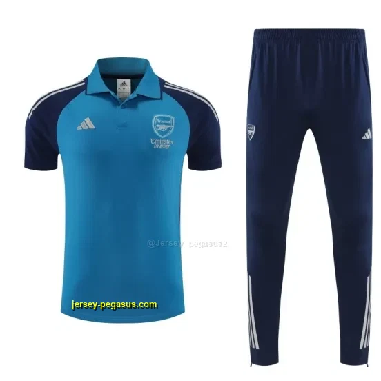 Arsenal Blue Polo Training Shirt + Long Pants Tracksuit
